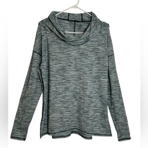 Gaiam Green Space Dye Stretch Knit Yoga Lightweight Size L Funnel Neck Hoodie